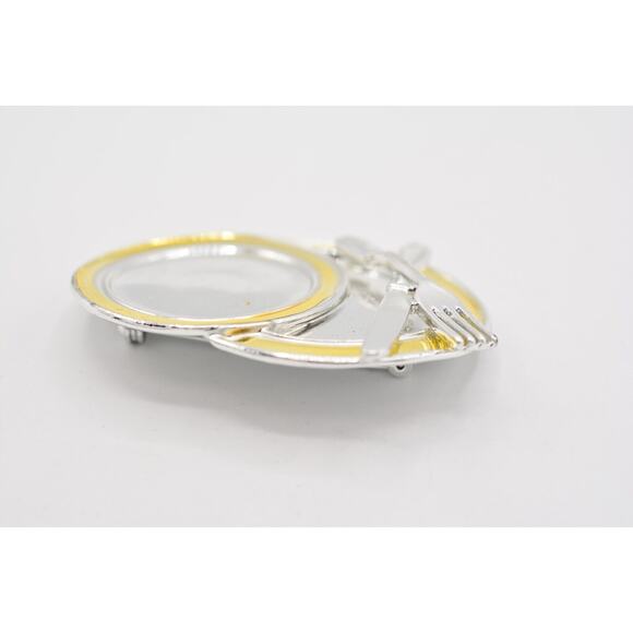 Danecraft Vintage Culinary Pin Brooch Dinnerware Plate Chef NOS Signed 80s BinA5 - Picture 6 of 12